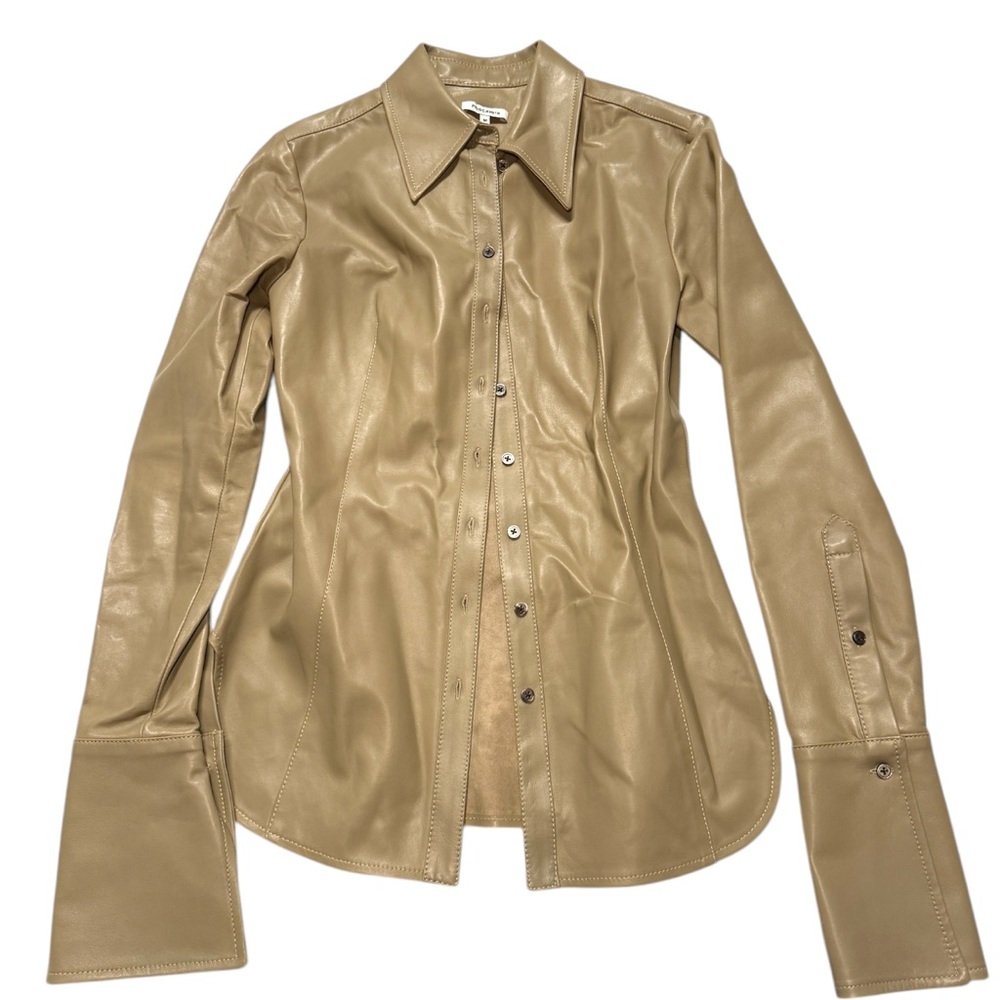 PriscaVera taupe button down size M